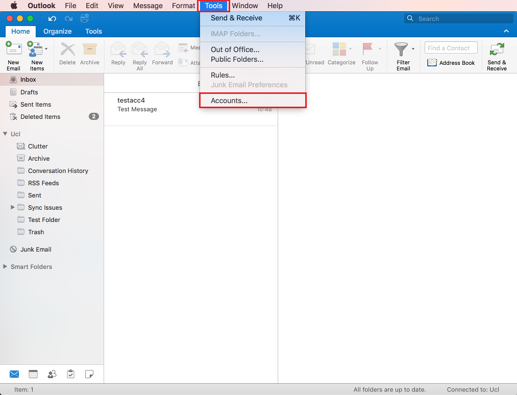 folder not showing in outlook for mac